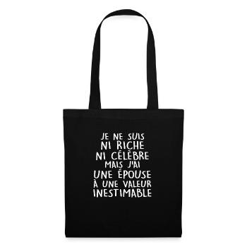 j'ai une épouse à une valeur inestimable / couple - Sac en tissu - noir - Devant