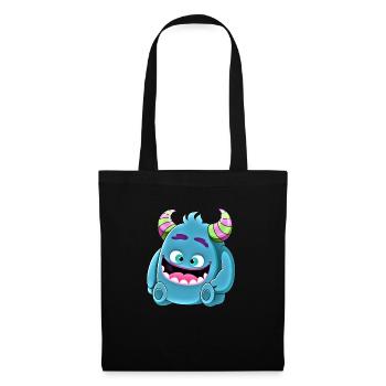 Kleines süßes witziges Monster Nr.8 - Stoffbeutel - Schwarz - Vorne