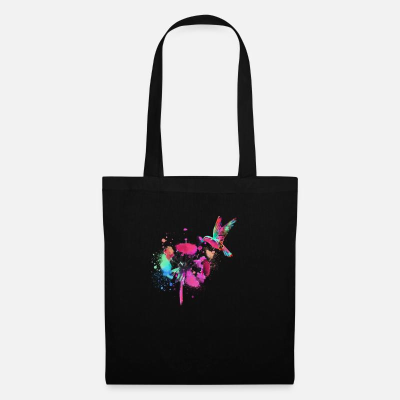 kolibri,graffiti ,malerei, blumen,vogel,blume,bunt - Stoffbeutel - Schwarz