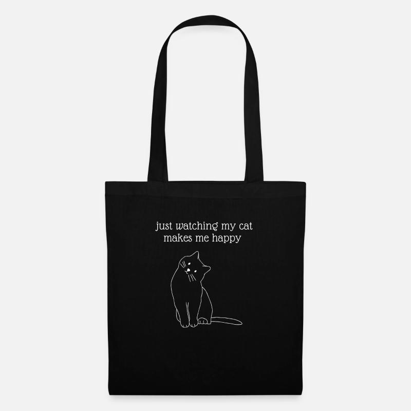 Meine Katze macht mich glücklich - Geschenkidee - Stoffbeutel - Schwarz