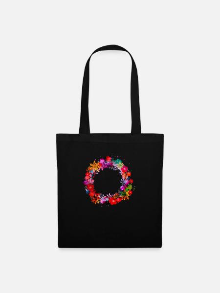 blumenkranz,leer, kranz,graffti,bunt,blumen - Stoffbeutel - Schwarz