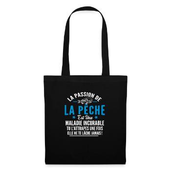 passion pêche / cadeau humour pêche - Sac en tissu - noir - Devant