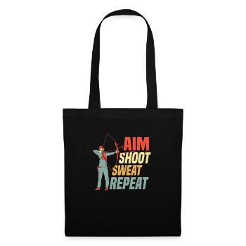 Aim Shoot Sweat Repeat Bow & Arrows Target Archery - Stoffbeutel - Schwarz - Vorne