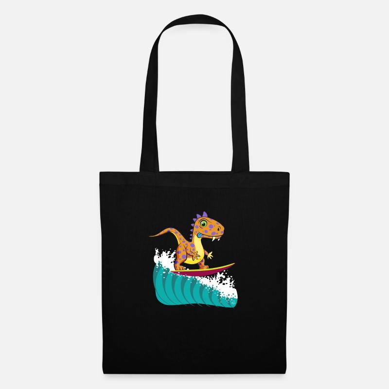 Dino Surf Cool #2 - Stoffbeutel - Schwarz