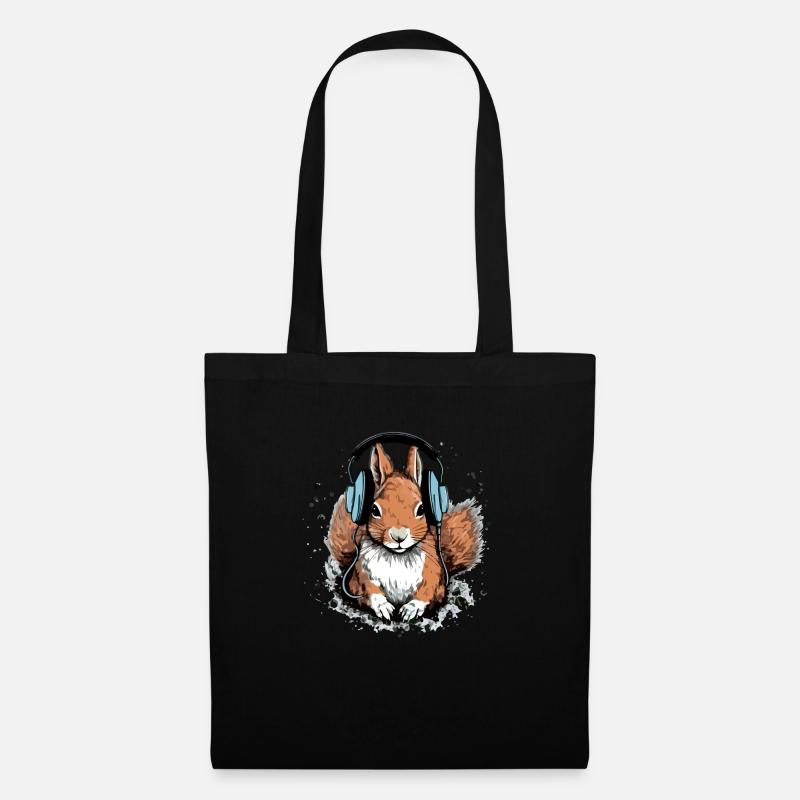Jiko das audiophile Eichhörnchen - Stoffbeutel - Schwarz