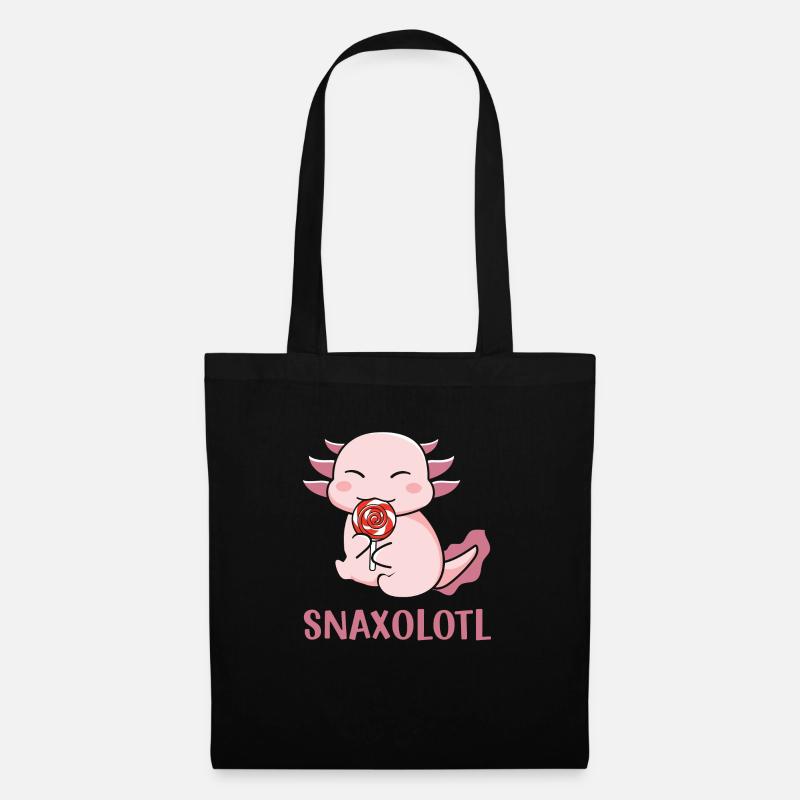 Süßes Axolotl mit Lolli – “Snaxolotl” Design - Stoffbeutel - Schwarz