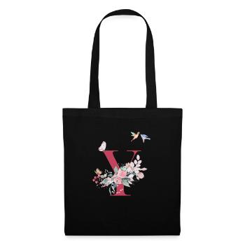 Letter y floral - gift idea - Tote Bag - black - Front