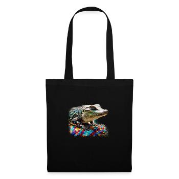 crocodile,colorful,sequins,graffiti,gold,metallic - Tote Bag - black - Front