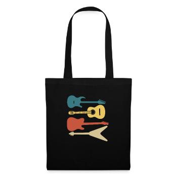 guitare rétro vintage - Sac en tissu - noir - Devant