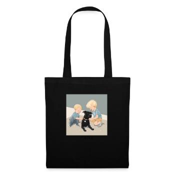 Le chien et ses enfants - Sac en tissu - noir - Devant