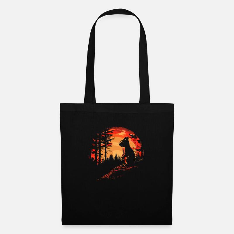 Écureuil Forêt Arbre Écureuil Écureuil - Sac en tissu - noir