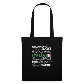 Italien Retro Stadt und Fahne Vintage Urlaub - Stoffbeutel - Schwarz - Vorne
