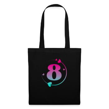 8th Birthday Colorful Heart Circle - Tote Bag - black - Front