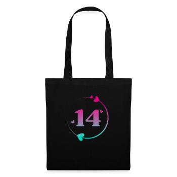 14th Birthday Colorful Heart Circle - Tote Bag - black - Front