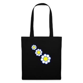 3 Marguerites Blanches Fleurs Printemps Eté Jolie - Sac en tissu - noir - Devant
