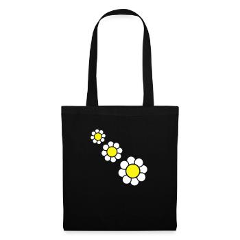 3 Marguerites Blanches Fleurs Printemps Eté Jolie - Sac en tissu - noir - Devant