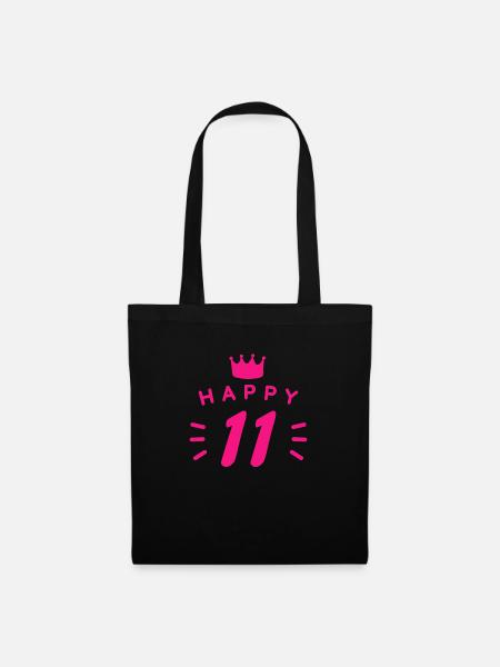 11. Geburtstag 11 Jahre alt Happy Birthday Spruch - Stoffbeutel - Schwarz