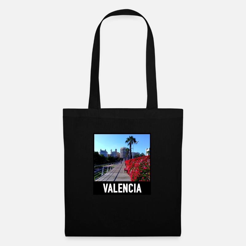 Pont de fleurs à Valence - Sac en tissu - noir