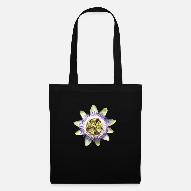 Passionsblume Blüte Pflanze Natur - Stoffbeutel - Schwarz