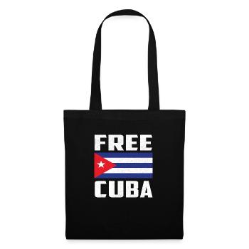 Vintage Free Cuba - Cuba Flag - Stoffbeutel - Schwarz - Vorne