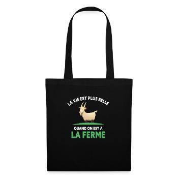 Le Vie Est Belle Quand On Est à La Ferme Chèvres - Sac en tissu - noir - Devant