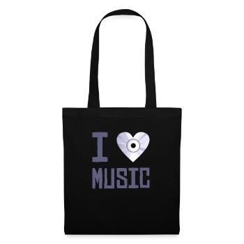 I LOVE MUSIC CD - Stoffbeutel - Schwarz - Vorne