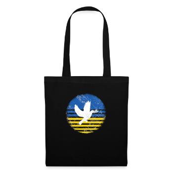 Ukraine Shirt mit Friedenstaube - Stoffbeutel - Schwarz - Vorne