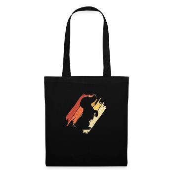 Dackel Dackelhund Hunde Silhouette Retro Vintage G - Stoffbeutel - Schwarz - Vorne