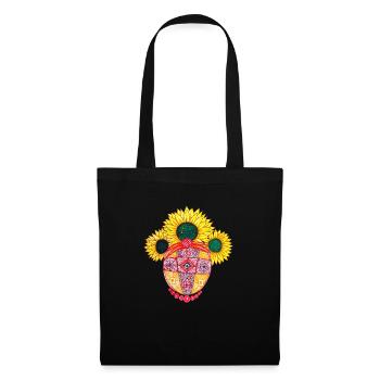 Motanka. Ukrainische Puppe. Ukrainische Sonnenblumen - Stoffbeutel - Schwarz - Vorne
