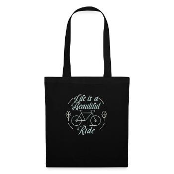 La vie est une belle promenade. Vélo. Bicycle. - Sac en tissu - noir - Devant