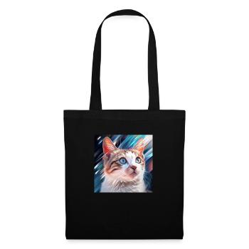 cute cat in art - Stoffbeutel - Schwarz - Vorne