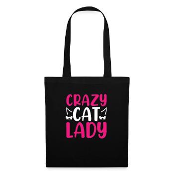 Crazy Cat Lady Drôle de chat Lover Girl - Sac en tissu - noir - Devant