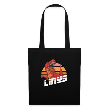 LINUS - Beautiful boy name with T-REX Dino - Tote Bag - black - Front