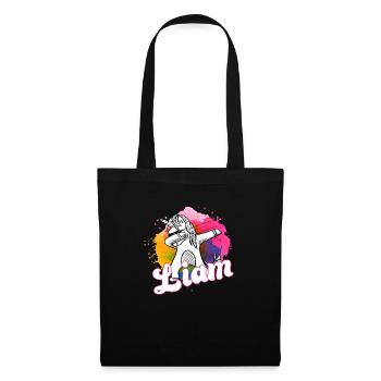 LIAM - Schöner Jungen Name mit Coolem Einhorn - Stoffbeutel - Schwarz - Vorne