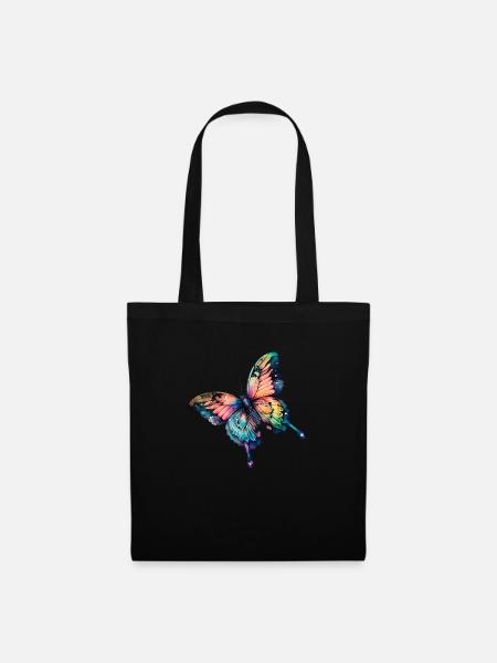 Schmetterling Regenbogenfarben - Stoffbeutel - Schwarz