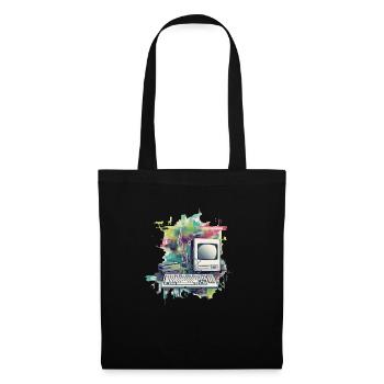 Ordinateur vintage - Sac en tissu - noir - Devant