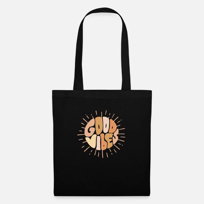 Positives 'Good Vibes' Statement T-Shirt - Stoffbeutel - Schwarz