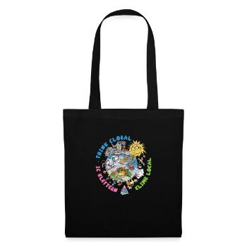 Pensez à l’escalade globale Fond lumineux local - Sac en tissu - noir - Devant
