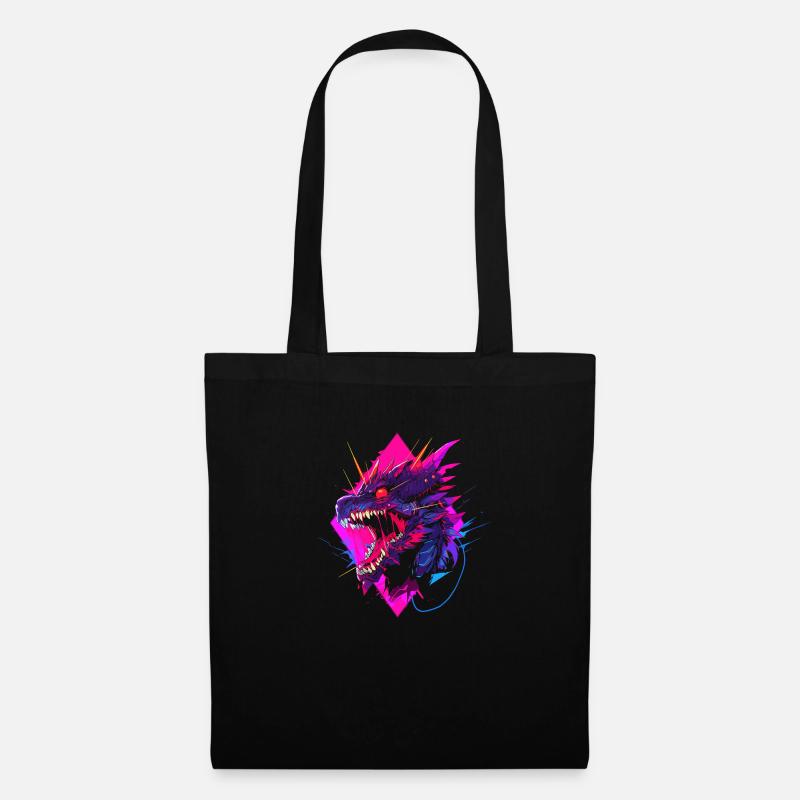 Synthwave Dragon - Tote Bag - black