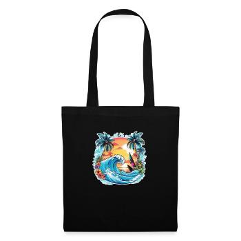 surf plage palmier soleil vacances - Sac en tissu - noir - Devant