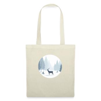 Cerf solitaire Noël Hiver Neige Forêt Paysage - Sac en tissu - nature - Devant