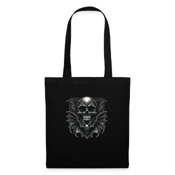 Dark Wings: Totenkopf und Fledermaus - Stoffbeutel - Schwarz - Vorne
