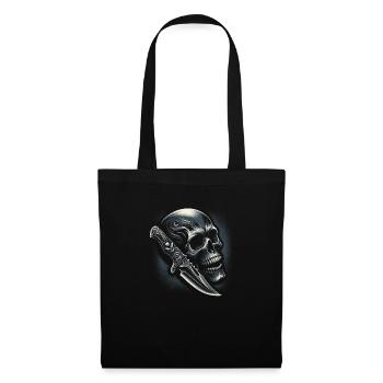 Lame tranchante : Crâne et couteau orné - Sac en tissu - noir - Devant