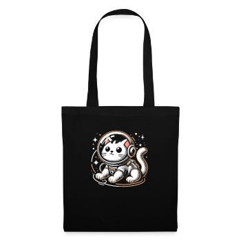 Chat astronaute - Sac en tissu - noir - Devant