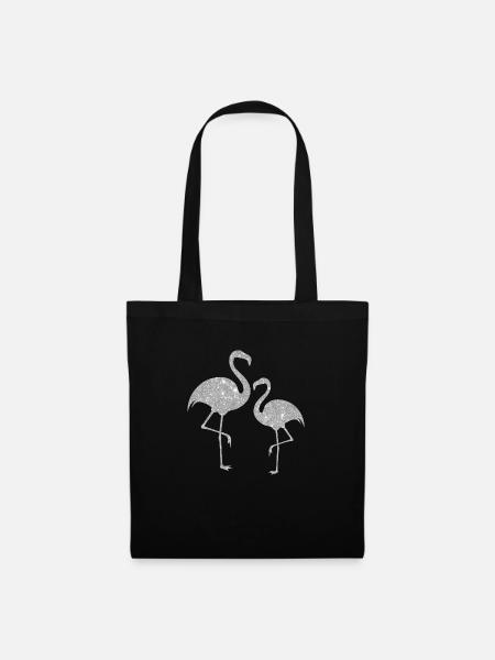 Silberner Flamingo - Stoffbeutel - Schwarz