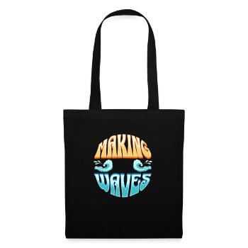 Beach Ocean Surfing Retro Surfers Sea Waves Summer - Stoffbeutel - Schwarz - Vorne