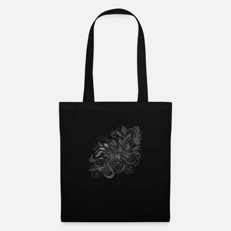 Floral Harmony Blumenmuster - Stoffbeutel - Schwarz
