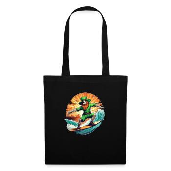 St. Patrick's Day Kleeblatt Surfen - Stoffbeutel - Schwarz - Vorne