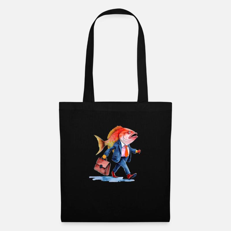 Funny Business Fish Creative Design Work - Tote Bag - black