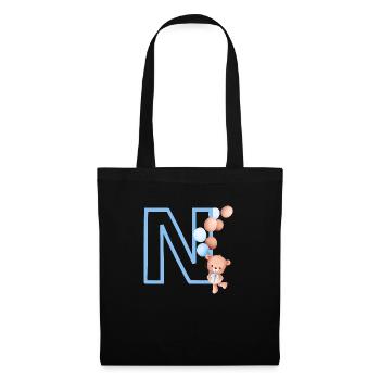 Blue Letter n Bear - Tote Bag - black - Front